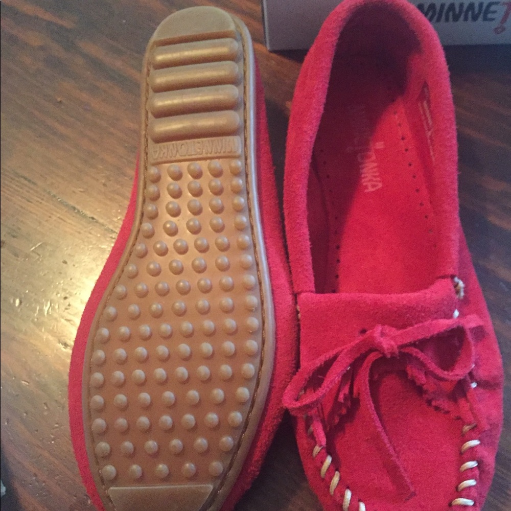 Kilty Cherry Red Minnetonka moccasins